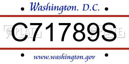 C71789S District Of Columbia License Plate