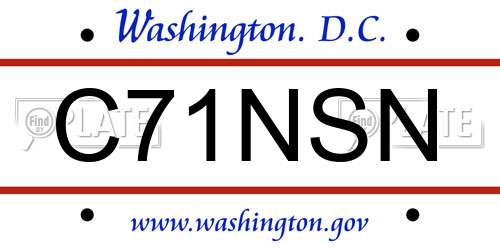 C71NSN District Of Columbia License Plate