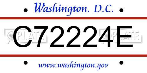 C72224E District Of Columbia License Plate
