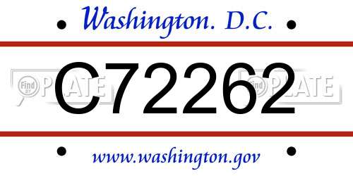 C72262 District Of Columbia License Plate