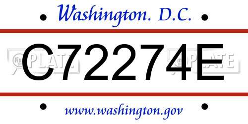C72274E District Of Columbia License Plate