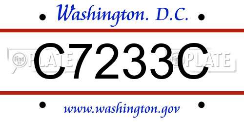 C7233C District Of Columbia License Plate