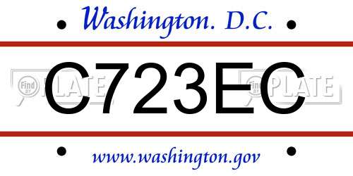 C723EC District Of Columbia License Plate