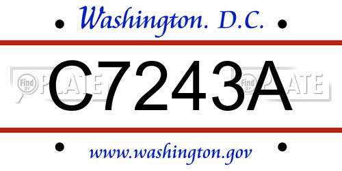 C7243A District Of Columbia License Plate