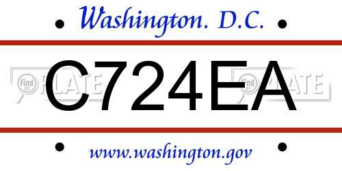C724EA District Of Columbia License Plate