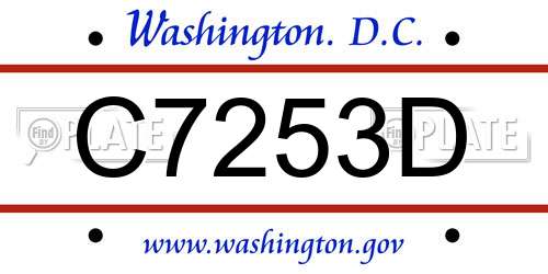 C7253D District Of Columbia License Plate