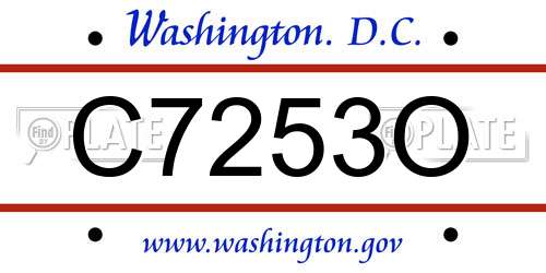 C7253O District Of Columbia License Plate