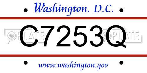 C7253Q District Of Columbia License Plate