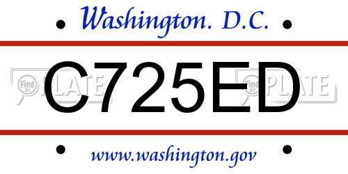 C725ED District Of Columbia License Plate