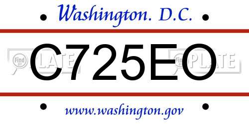 C725EO District Of Columbia License Plate