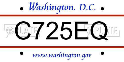 C725EQ District Of Columbia License Plate