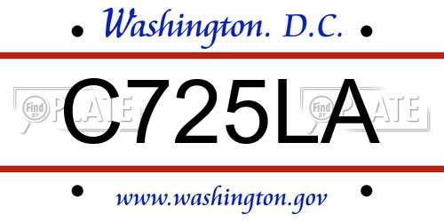 C725LA District Of Columbia License Plate