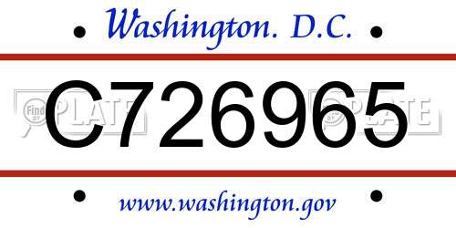 C726965 District Of Columbia License Plate
