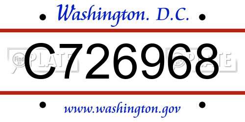 C726968 District Of Columbia License Plate