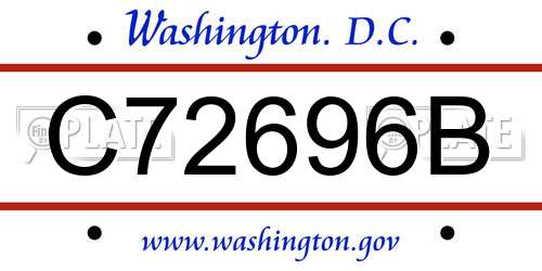 C72696B District Of Columbia License Plate