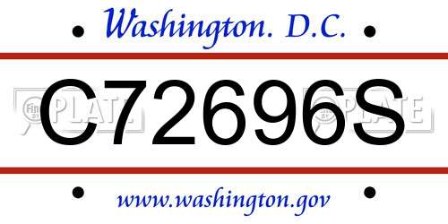 C72696S District Of Columbia License Plate