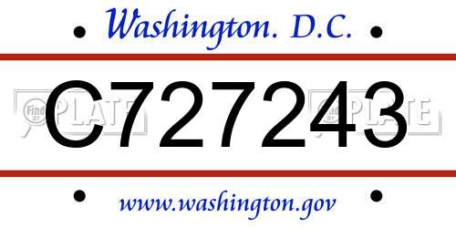 C727243 District Of Columbia License Plate