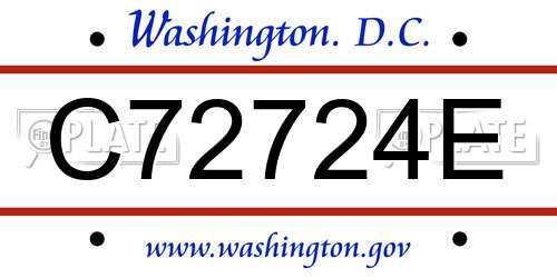 C72724E District Of Columbia License Plate