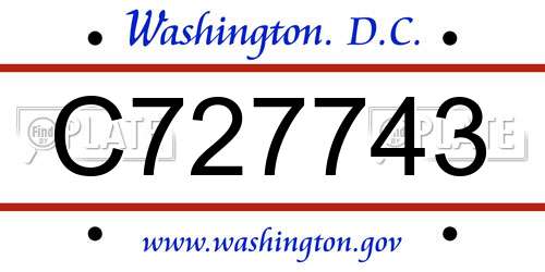 C727743 District Of Columbia License Plate