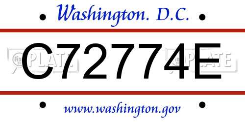 C72774E District Of Columbia License Plate