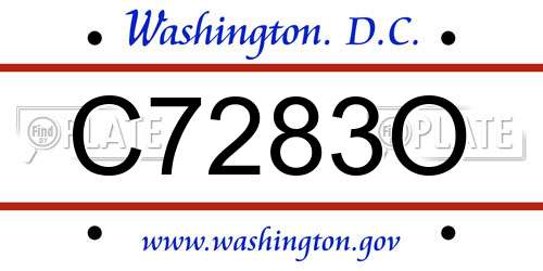 C7283O District Of Columbia License Plate