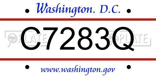 C7283Q District Of Columbia License Plate