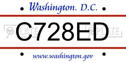 C728ED District Of Columbia License Plate