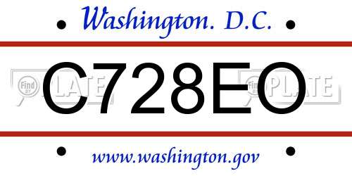 C728EO District Of Columbia License Plate