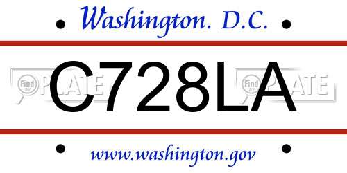 C728LA District Of Columbia License Plate