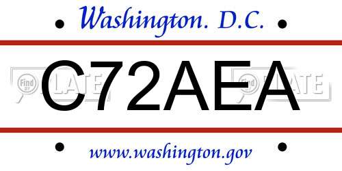 C72AEA District Of Columbia License Plate