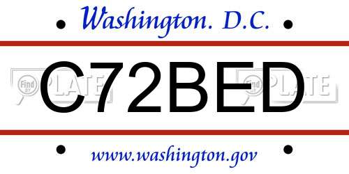 C72BED District Of Columbia License Plate
