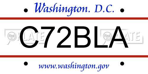 C72BLA District Of Columbia License Plate