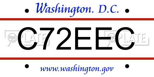 C72EEC District Of Columbia License Plate