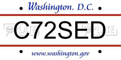 C72SED District Of Columbia License Plate