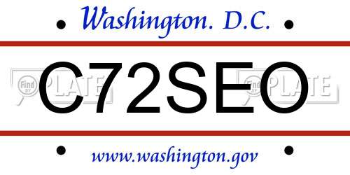 C72SEO District Of Columbia License Plate