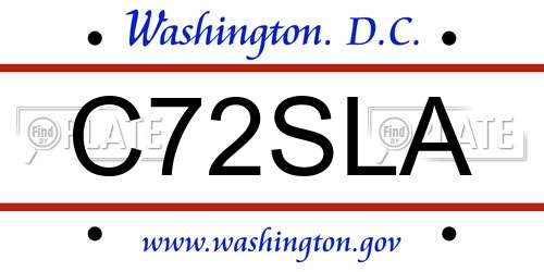 C72SLA District Of Columbia License Plate