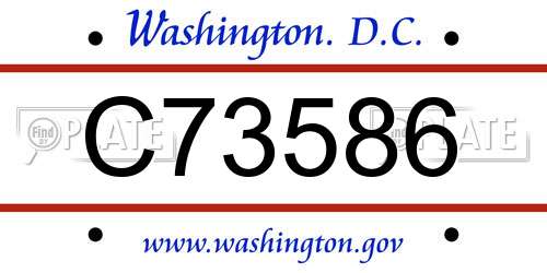 C73586 District Of Columbia License Plate