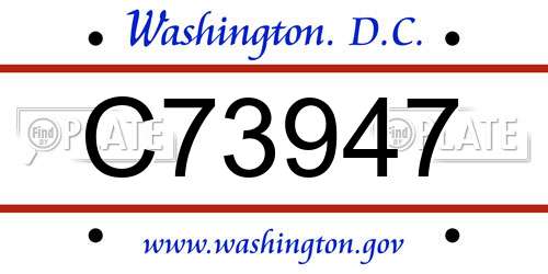 C73947 District Of Columbia License Plate
