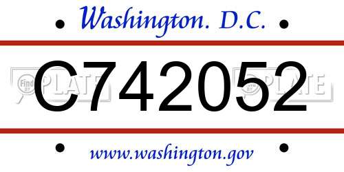 C742052 District Of Columbia License Plate