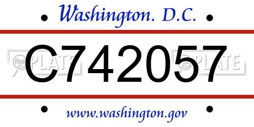 C742057 District Of Columbia License Plate
