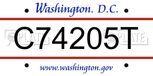 C74205T District Of Columbia License Plate