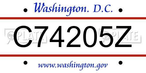 C74205Z District Of Columbia License Plate