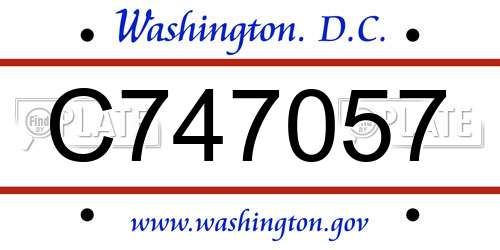C747057 District Of Columbia License Plate