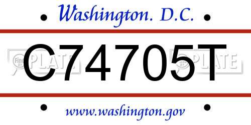 C74705T District Of Columbia License Plate