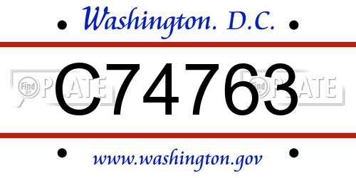 C74763 District Of Columbia License Plate