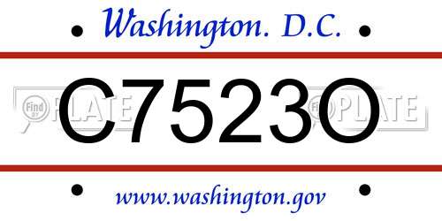 C7523O District Of Columbia License Plate