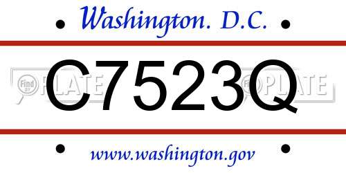 C7523Q District Of Columbia License Plate