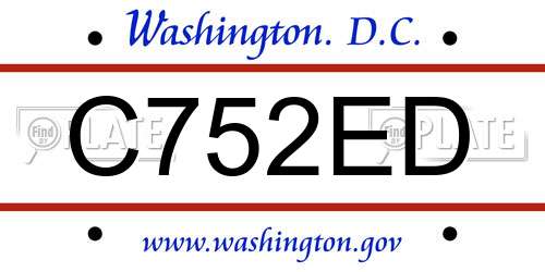 C752ED District Of Columbia License Plate