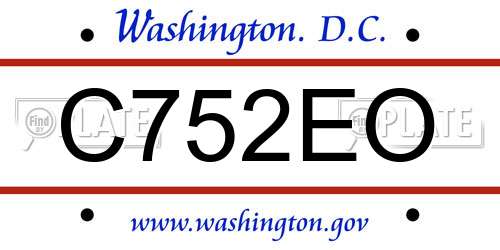 C752EO District Of Columbia License Plate