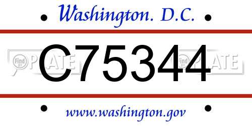 C75344 District Of Columbia License Plate